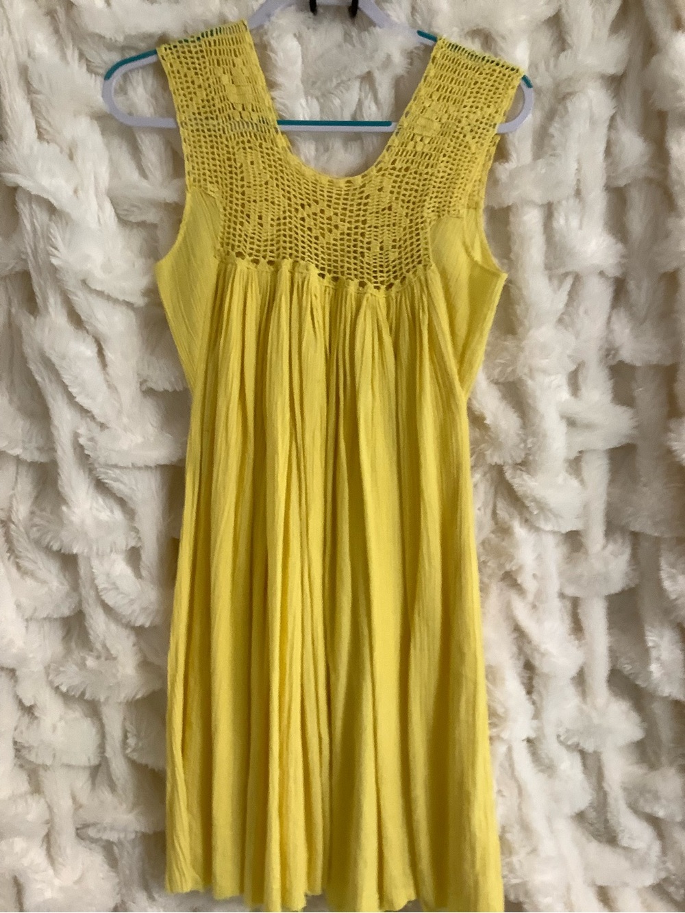 Suzi Kondi Sunny Yellow Crochet-Yoke Midi Dress